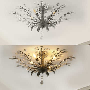 Elisana 26" ontemporary Bohemian Iron/Acrylic LED Semi Flush Mount - JONATHAN Y